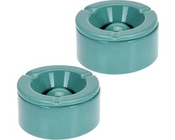 Stormasbak - 3x - terras asbakken - petrol - 12 x 6 cm - Dolomiet kunststeen - Asbakken voor buiten - Tuin