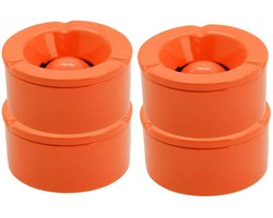 Stormasbak - 4x - terras asbakken - oranje - 12 x 6 cm - Dolomiet kunststeen - Asbakken voor buiten - Tuin