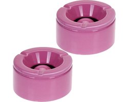 Stormasbak - 4x - terras asbakken - roze - 12 x 6 cm - Dolomiet kunststeen - Asbakken voor buiten - Tuin