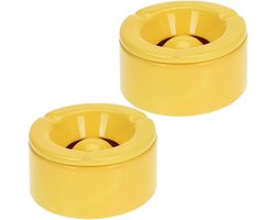 Stormasbak - 6x - terras asbakken - geel - 12 x 6 cm - Dolomiet kunststeen - Asbakken voor buiten - Tuin