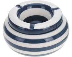 Stormasbak - Donkerblauw met wit - gestreept - keramiek - 11 x 6 cm