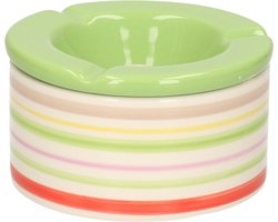 Stormasbak - keramiek - groen/multi-kleur - D12 cm - asbak - buiten asbakken