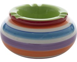 Stormasbak - rond - terras asbak - groen - keramiek - 14 x 7 cm - handig voor buiten