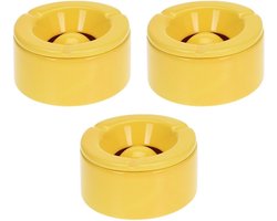 Stormasbak - Set van 3x stuks - terras asbakken - geel - 12 x 6 cm - Dolomiet kunststeen - Asbakken voor buiten - Tuin