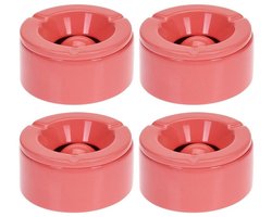 Stormasbak - Set van 4x stuks - terras asbakken - koraal rood - 12 x 6 cm - Dolomiet kunststeen - Asbakken voor buiten - Tuin