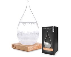 Stormglas met Houten Plateau - Luxe Weervoorspeller - Decoratieve Glazen