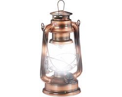 stormlamp LED - retro lantaarn - vensterdecoratie of tuin - windlicht - op batterijen - koperkleur