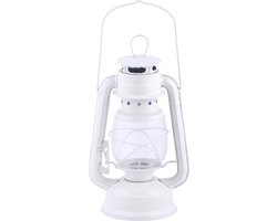 Stormlantaarn/windlicht - wit - metaal - 11,5 x 15 x 24 cm - Camping / tuin lantaarn