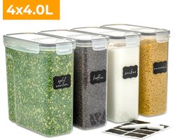 Stosh Voorraadpotten - Voorraadbussen - Luchtdicht - 4 Stuks - 4.0L - BPA vrij - Kunststof