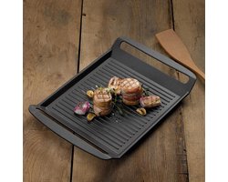 Stove Griddle Cast Aluminium Suitable for Induction Hobs - 30 x 24 cm - Kerros Black - High Quality