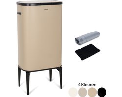 Stowe Prime Bin - Prullenbak 60 Liter - Warm Taupe - Fingerprint Proof - Metaal - Afvalemmer - Vuilnisbak - Afvalbak