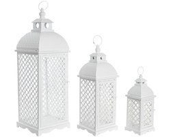 Straatlantaarn DKD Home Decor 24 x 24 x 74 cm Verouderde afwerking Kristal Metaal Wit Arabisch