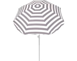 Strand parasol - grijs/wit - D180 cm - in hoogte verstelbaar - Uv bestendig