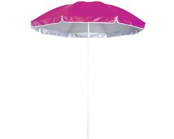 Strand parasol Lima - D150 cm - fuchsia roze - opvouwbaar - verstelbare hoogte - met opbergtas