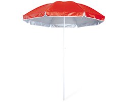 Strand parasol Lima - D150 cm - rood - opvouwbaar - verstelbare hoogte - met opbergtas