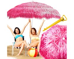 Strand parasol - roze - 180 cm hoog - Hawaiiaans patroon