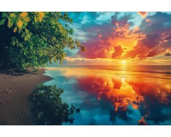Strand Reflectie Poster - Natuur Posters - Landschappen - Wanddecoratie Woonkamer - 180 gram papier - S5851KMD - Formaat 50 x 70cm