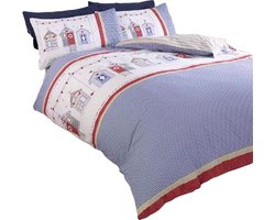 strandhuisjes dekbedovertrek -beach hut - lits-jumeaux maat met 2 kussenslopen