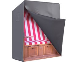 Strandkorf, beschermhoes, winterbestendig, (120 cm breed x 91 cm), strandstoelhoes, XXL met ventilatieopeningen, strandstoelhoes, winterbestendig, grijs