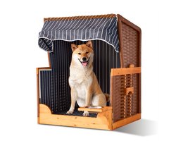 strandkorf voor honden - gestreept - donkerblauw en naturel - 75x95x65 cm - voor buiten