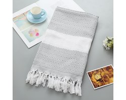 Strandlaken 100 x 180 cm – Katoen – Strandlaken | Groot formaat compact strandlaken | Hamam sauna, picknick strandmat accessoire, strandlaken voor dames heren tieners (grijs)