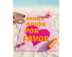 Strandlaken 100x180 cm 100% Polyester | More Amor Por Favor Roze Fuchsia Oranje Hart XL