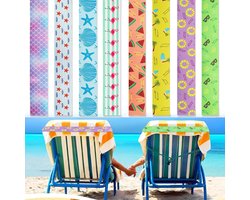 Strandlaken Elastische Banden - 8 Stuks - Premium Handdoekklemmen Alternatief - voor Strandstoel en Ligbed - Rekbare Antislip Handdoekbanden Vakantiebenodigdheden - Duurzaam Sorteersysteem - Model Universeel - Multicolor Motief