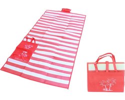 Strandmat met Opblaasbaar Kussen - Opvouwbaar - Rood