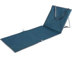 Strandmat met Rugleuning - 158 x 51 x 45 cm - Opvouwbaar - Campingstoelen - Strandmatten - Strandstoel - Inklapbaar - Draagbaar - Tas - Campingstoel - Strandmatten - Blauw