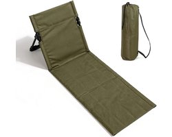 Strandmat met Rugleuning - opvouwbare kampeerstoel - Opvouwbare strandstoel - Vouwstoel / kussen - campingstoel buiten - Klapstoel - draagbare campingstoel met opbergtas - lichtgewicht strandvloerstoel - Ultiem Strandcomfort - Groen