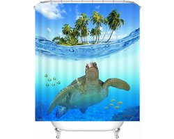 Strandmotief douchegordijn waterdichte stof anti-schimmel incl. 12 douchegordijnringen wasbaar badgordijn 240x200cm patroon-A