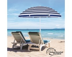 Strandparasol 160 cm met beschermhoes - Hellingshoek en hoogte verstelbaar voor balkon, tuin en terras