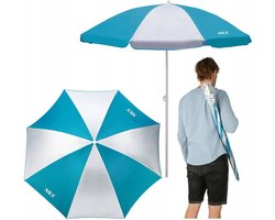 Strandparasol - Blauw - 160 cm - met Draagtas - SPF 40 - Verstelbaar en Kantelbaar - Zonbescherming - Zonwering - Parasol - Stokparasol - Tuinparasol