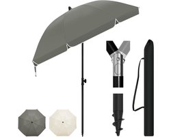 Strandparasol met grondboor - Zomeraccessoire - Parasolhouder strand - Zonbescherming - Windbestendige parasol - Stranddag - UV werende parasol - Parasol met draaimechanisme - Vakantie aan zee - Schaduw op het strand - Draaibare grondpen - Parasol st