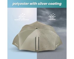- Strandparasol met venstertje en windbescherming - UV-bestendig polyester - kaki