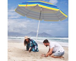 Strandparasol Regenboog 198 cm – Kantelbaar – Draagbaar – Inclusief Draagtas