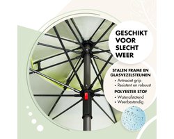 Strandparasol Windprofi 200cm appelgroen windklep UV-bescherming opvouwbaar- strand of balkon gebruik - hoogte verstelbaar Strandparasol