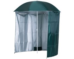 Strandparasol zonwering met zijwand polyester donkergroen 2.2 x 2.2 m