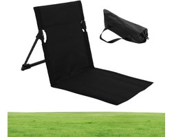 Strandstoel Klapstoel - Tuinstoel Ligstoel - Ontspannen Buiten - Verstelbare Rugleuning - Compact Opvouwbaar - Zwart
