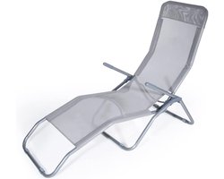 Strandstoel - Loungestoel buiten - Ontspannen in de zon - Verstelbare rugleuning - 94 x 58 x 82 cm - Donkergrijs