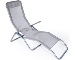 Strandstoel - Loungestoel buiten - Ontspannen momenten - Verstelbare rugleuning - 94 x 58 x 82 cm - Grijs