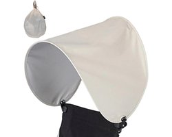 Strandstoel met parasol - Campingstoel schaduw - Buiten ontspannen - Opvouwbaar met luifel - 120 x 58 cm - Zilver