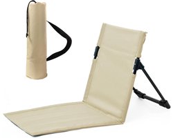 Strandstoel met rugleuning - Strandmat Vloerstoel - Ontspannen Buiten - Inklapbaar en Draagbaar - 40 cm zithoogte - Crèmewit