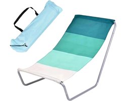 Strandstoel Opvouwbaar - Zonnebed Ligstoel - Ontspanning Buiten - Lichtgewicht Draagbaar - 98x46x59cm - Groen Gestreept