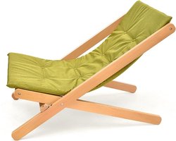 Strandstoel - Opvouwbare ligstoel - Ontspannen buiten - Houten frame - Verstelbaar - Groen