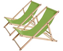 Strandstoel set 2 houten tuinstoelen canvas "Chilienne" - 107 x 56.5 x 81 cm - Groen