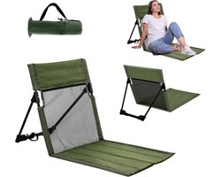 Strandstoel - Strandmat - opvouwbaar - Campingstoel - Opvouwbaar Strandbedje met Rugleuning - Compact mee te nemen - campingstoel met opbergtas - voor strand, camping, picknick, tuin - groen