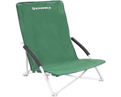 Strandstoel, vouwkampingsstoel met draagtas, 150 kg laadcapaciteit, gemaakt van robuuste Oxford -stof, voor vissen, tuin, kamperen, groen