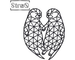 StraQ Zwarte Geometrische Otter 24 cm - Muurdecoratie - Wandversiering - Wanddecoratie - Hartje