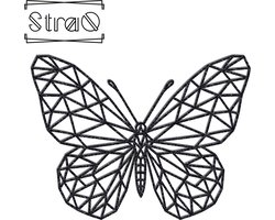 StraQ Zwarte Geometrische Vlinder 24 cm - Muurdecoratie - Wandversiering - Wanddecoratie - Wall Art